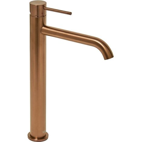 Swiss Aqua Technologies Aurum Mezclador monomando de lavabo alto 30,8 cm en acero inox, con palanca, sin desagüe, oro rosa cepillado (SATBAUR285BRG)