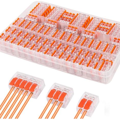 Connecteurs Électriques,90 Pièces Raccord Électrique Connecteur Électrique Rapide 28-12 AWG, PA/PC Ignifuge Connecteur de Fil Compact Conducteur (1/4)