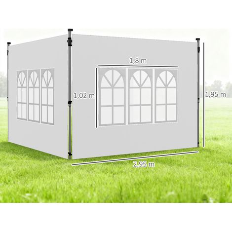 2er-Set Seitenteile für Pavillon 3x3/3x4 m, Seitenwand mit Fenster, wasserdicht Weiß (1/5)