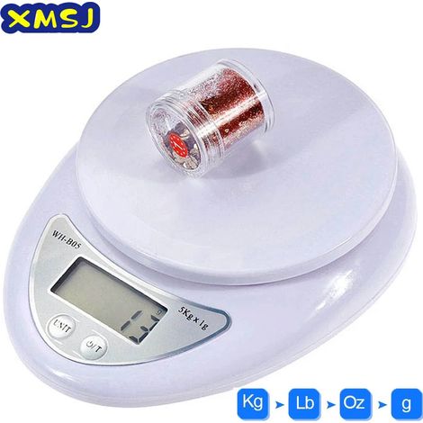 Balance numérique portable (5 kg - 1 g) - Balance électronique LED - Balance de cuisine pour pesage des aliments et des colis postaux (1/5)