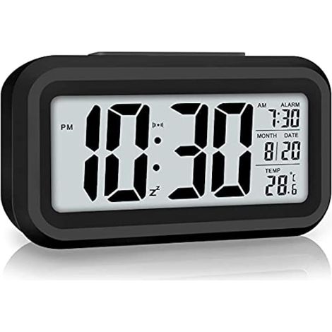 Réveil numérique intelligente, horloge de bureau à piles, veilleuse 12/24 h, fonction snooze (1/5)