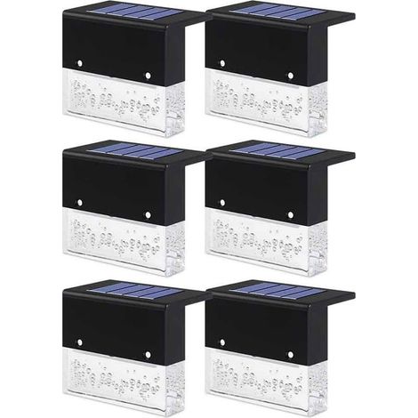 6 Pcs Solaire Pont Lumières Imperméable Extérieur Solaire Marche Lumières LED Solaire Lampe Clture Poste Lumières pour Extérieur Allées,Cour,Chemin,Escalier - As Image Show,6 pcs (1/5)