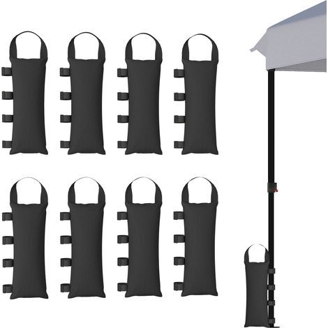 Lot de 8 Sacs de Lestage pour Tonnelle. 40 kg. Tissu Oxford 600D Résistant. Pieds de Tente. Noir (1/5)