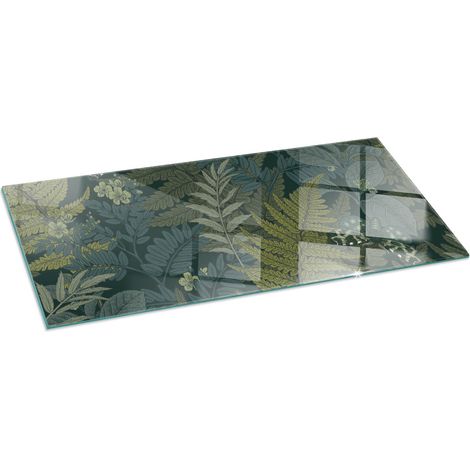 Piastra per Camino di Vetro Temperato Protezione per Caminetto dal Calore Resistente a Scintille e Graffi Motivi floreali con farfalle 125x50 cm (1/5)