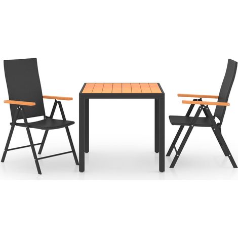 Ensemble à manger de jardin 3 pcs  Mobilier de jardin noir et marron (1/5)