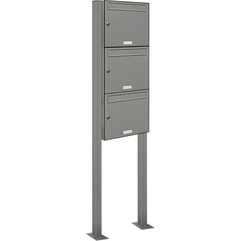 3er Premium Standbriefkasten RAL 9007 freistehend Postkasten Ständer 1x3 S (1/5)