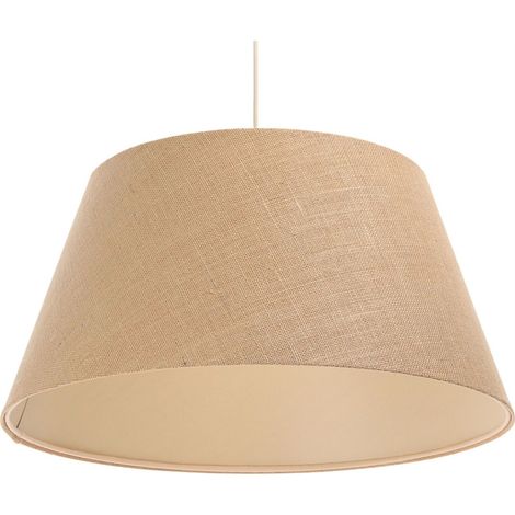 Suspension Boho 070-20-021 - Extérieur en mélange de jute et lin beige foncé, intérieur beige crème (1/5)