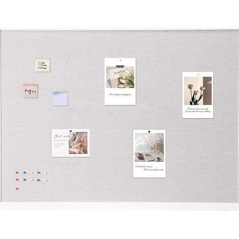 Tableau en liège 122x91 cm à surface en lin – Panneau d'affichage mural élégant pour maison, école, bureau – Tableau d'annonces pratique et design (1/5)