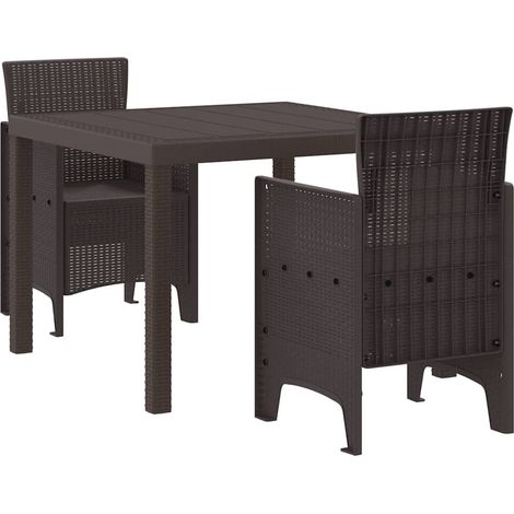 Ensemble de salle à manger pour jardin 3 pcs,Salon de jardin Marron Rattan Polt CFW72685 (1/5)