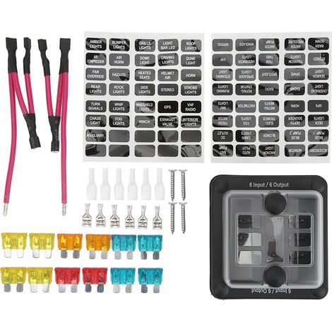 6-fach Sicherungsblock, wasserdichte ATO/ATC-Box, rote LED-Anzeige für Auto, Boot, Wohnmobil, LKW. (1/5)