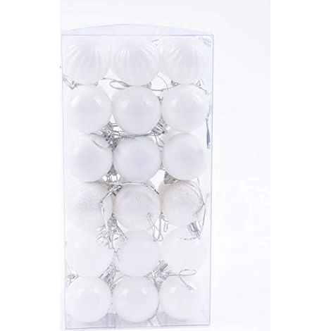 Sollbry Bolas decorativas navideñas blancas, 36 unidades de 4 cm, mini adornos para árbol de Navidad para Navidad, fiestas y eventos (4 cm, blancas)