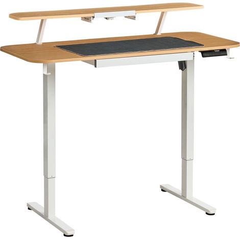 Adjustable Electric Desk Light Brown Tabletop White Steel Frame and Legs 120 x 60 Stand and Sit Home Office Stand and Sit Mouse Pad Modern Scandinavian Design WILBANKS (1/5)