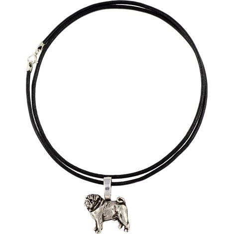 Mops-Halskette Carlin – silberplattierter Anhänger für Hundeliebhaber, dezenter Schmuck von Art-Dog (1/5)