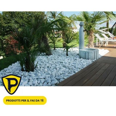 Ciottoli marmo – BIANCO CARRARA 15/25 mm 20 kg - sassi pietre arredo vasi e giardino (1/5)