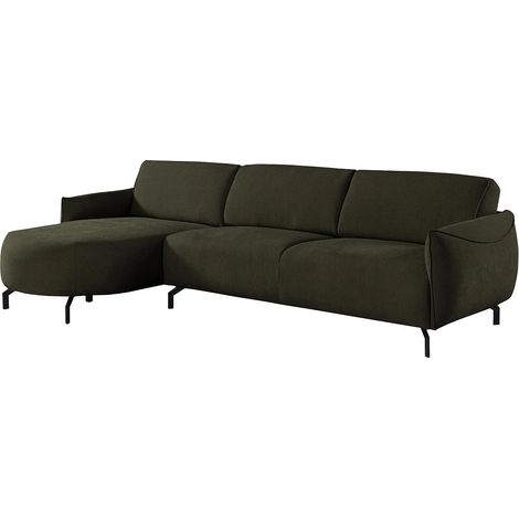 Canapé d'angle gauche en tissu vert FERIONA (1/5)