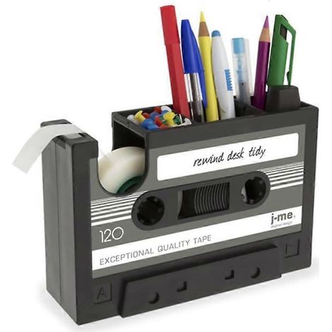 Distributeur de cassettes audio, porte-stylo, vase, pot à crayons, rangement de bureau, bureau (1/4)