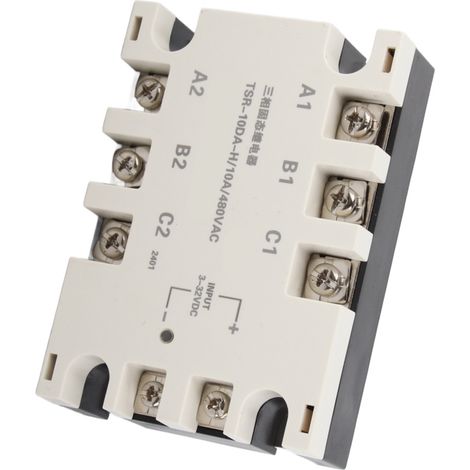 Dreiphasiges 10-A-DC/AC-Halbleiterrelais (SSR), Eingang 3–32 V DC, Last 24–480 V AC, TSR-10DA H (1/5)