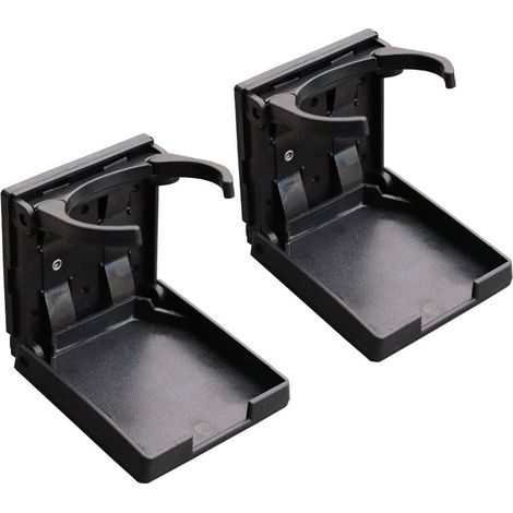 Porte Gobelet Universel - 2 Pieces - Réglable - Pliable - Pour Voiture Camion Bateau - Surface Verticale - Noir (1/5)