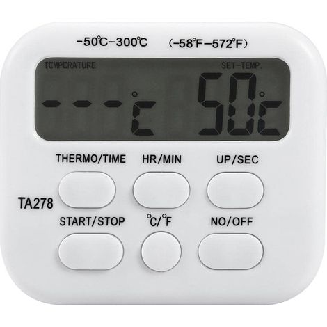 TA278 Ampio schermo LCD digitale per cottura, affumicatore, forno, barbecue, termometro, orologio, timer con sonda, utensili da cucina