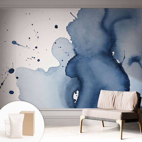 Papier peint avec colle pour décoration moderne de salon chambre à coucher cuisine et bureau Facile Éclaboussures bleu marine 312x219 cm (1/5)