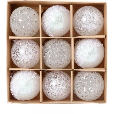Boule De Décoration De Noël - 9 Pièces En Plastique Robuste - Blanc Jaune Rouge - Pour Arbre De Noël Et Événements Festifs (1/5)