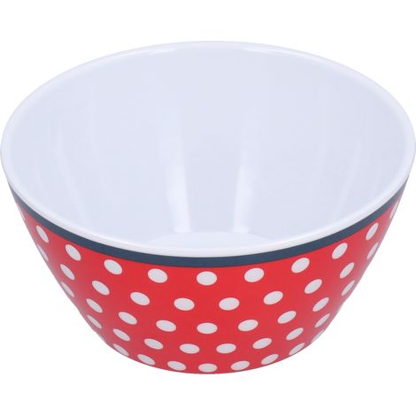 Bol à salade 500ml, bol épais pour snacks, desserts, gâteaux, fruits, cuisson et décoration de table, point rouge (1/5)