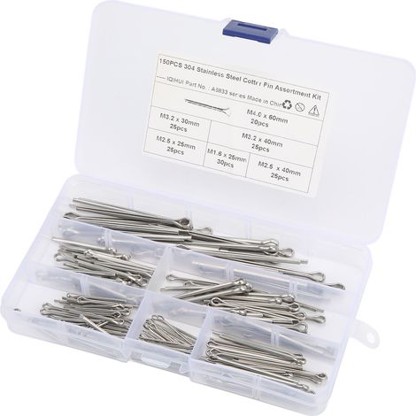 Jeu de fixations en acier inoxydable, 6 tailles, M1.6x25, M2.5x25/40, M3.2x30/40, M4x60, pour réparations de voitures, camions et ateliers, 150 pièces. (1/5)