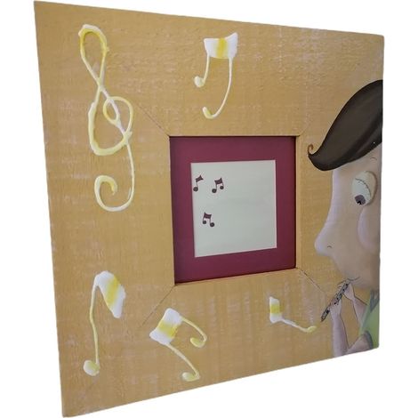 Porta foto da tavolo album cornice giallo per bimbi bambini ritratti 7x7cm legno moderno vintage bellissimo e particolare (1/5)