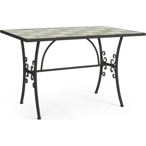 Bizzotto rechteckiger Gartentisch Loire 120x80x75 cm aus Keramik und beschichtetem Stahl