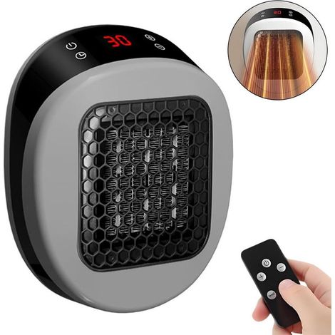 Termoventilatore elettrico a risparmio energetico con telecomando, luce LED, ventola a 3 velocità, riscaldatore elettrico in ceramica portatile, riscaldatore con spina. (1/5)