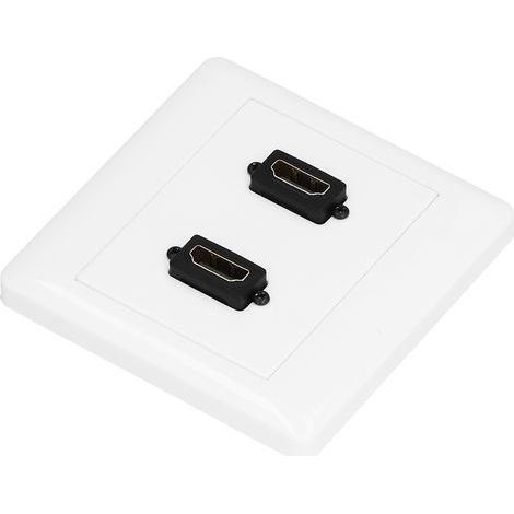 HDMI wall plate with 2 female-to-female ports, 86 x 86 mm, white, for home cinema and 4K TVs (1/5)