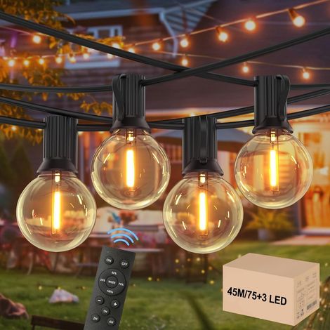 Guirlande Guinguette Exterieur - 15M Télécommande Réglable Guirlande Lumineuse 25+1 G40 Ampères, IP45 Waterproof, Chaîne Extensible à 120M, 2200K - Déco Lumineuse Pour Fêtes Extérieures (Réglable-15M) (1/5)