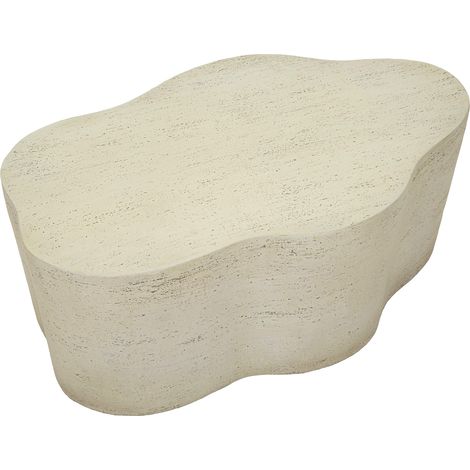 Tavolino da Salotto Sefrou, Adatto per Indoor/outdoor Effetto Pietra, Forma Nuvola, Colore Ripiano Bianco, 62x48x100h cm Bianco Crema