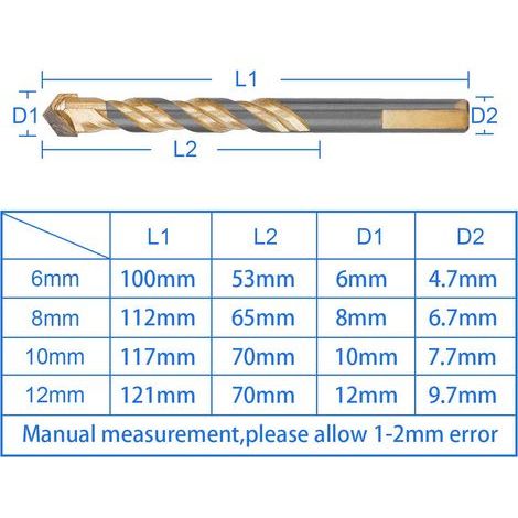 SNQ – Lot de 6 forets pour carrelage et verre 6mm à 12mm – Double-fileté U-Groove – Pour perçage de tuiles, marbre et brique de verre (1/4)
