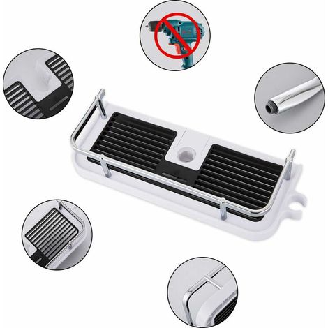 Tablette de douche de salle de bain, support de douche suspendu étagère de douche, aucun perçage nécessaire pour le pôle de douche avec boucle et crochet Cisea (1/5)
