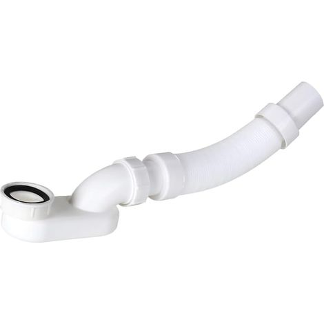 Tuyau de vidange flexible G1-1/2" avec siphon en P plat, drain autoportant à profil bas pour baignoire et camping-car, matériau ABS durable (1/5)