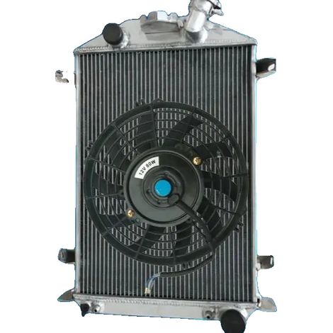 Radiador de aluminio, núcleo de 62 mm, compatible con camiones y automóviles Ford, motor Chevy V8, diseño de 3 filas, optimizado para eficiencia térmica. (1/5)