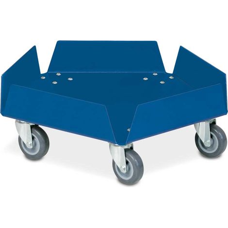 BRB Tonnenroller aus Alu, kunststoffbeschichtet blau, verz. Lenkrollen, 5 Rädern Ø 75 mm, Tragkraft 250 kg (1/2)
