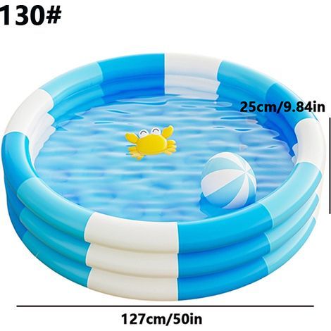 Circular Kiddie Pool Shallow Raised Circular Pool Kids Product Easy to Inflate Long-Lasting Vinyl for Children blue (1/5)