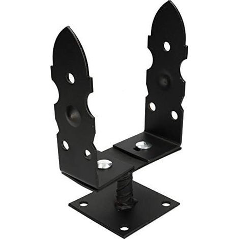 KOTARBAU Support de poteau en U à visser, 120 – 200 mm, pied de poteau, ancre de poteau, réglable, acier, revêtement en poudre, décoratif, noir (1/5)