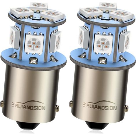 1156 Ampoule LED CC 6V Super Bright 5050 8SMD Jeu de puces LED Jaune/Ambre Ampoule de rechange pour feu de recul Feu clignotant Feu arrière (Lot de 2)