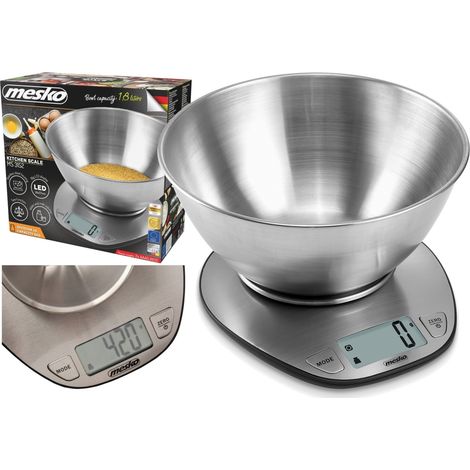 mesko Bilancia da cucina, acciaio inossidabile, Grigio, 21,5 x 21,5 x 10,5 cm (1/5)