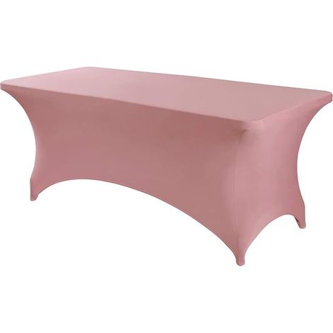 Nappe Extensible Rectangulaire Ajustées, Nappe de Fête en Élasthanne pour Cocktail Anniversaire Mariage Événement, Couverture Table Pliante, Lavable et Infroissable (Rose,183x76x76cm) (1/5)
