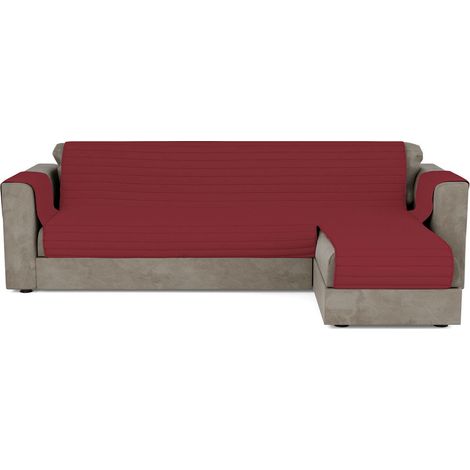 Housse de canapé avec méridienne, Tissu extérieur Microfibre + Rembourrage Polyester, Bordeaux, 290 cm (1/5)
