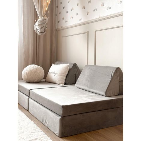 Montessori-Standard-Spielsofa aus Samt, grau (1/5)