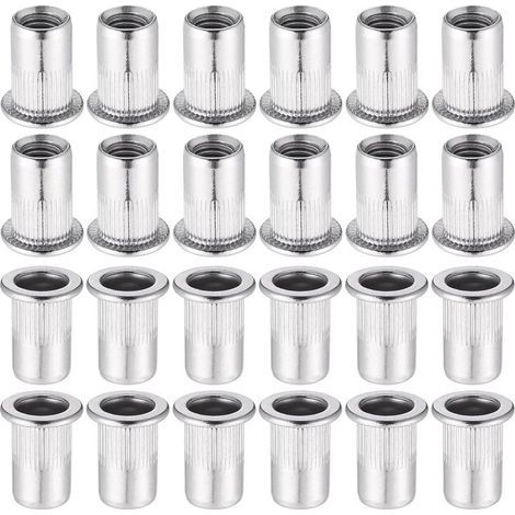 60 Pièces 304 Ecrou a Sertir M8 en Acier Inoxydable Tête Plate Ecrou Aveugle Rivet Fileté Ecrou a Rivet pour pince à insert fileté (1/5)