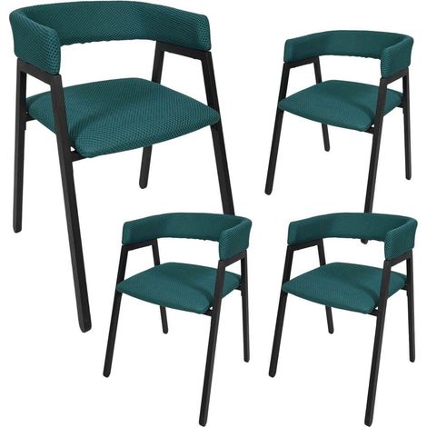 Lot de 4 fauteuils design de table en tissu texturé maille 3D bleu - ELECTRON (1/5)