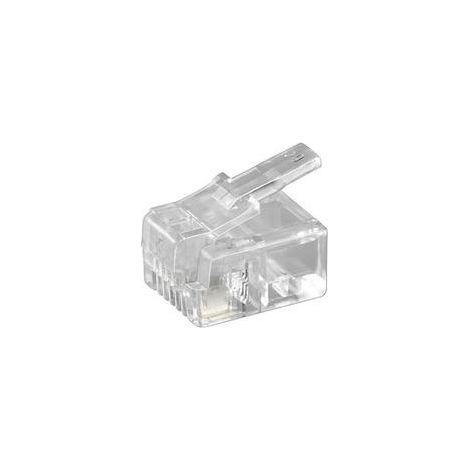 Goobay RJ11 Westernstecker für Flachkabel, 4 polig - zum Crimpen an Telefonflachkabel, ungeschirmt (1/5)