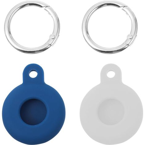 Étuis de avec Anneau Porte-clés Blanc et Bleu Foncé en Silicone Lot de 2 Coque Anti-Perte Étui Résistant et Compatible pour Localisateurs Usage Quotidien (1/5)