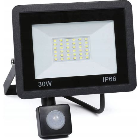 Projecteur halogène LED 30W avec détecteur de mouvement et allumage automatique crépusculaire pour usage extérieur, indice de protection IP66 (1/5)